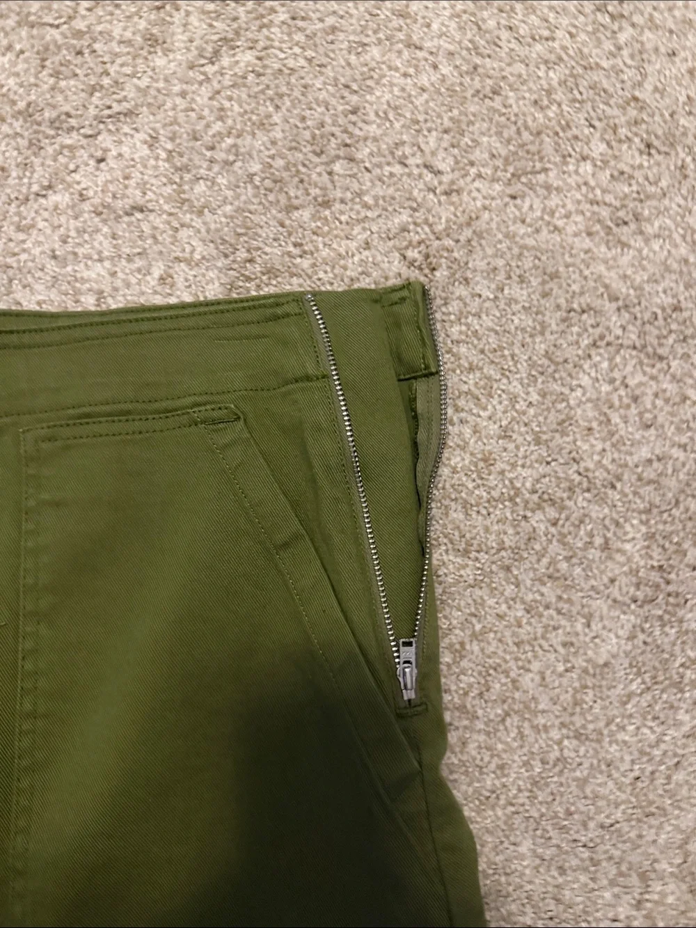 Free Assembly Green Utility Denim Twill Skirt Side Zip